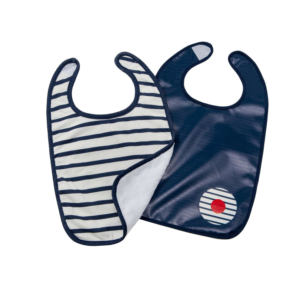 Set of 2 bibs - Blue Stripes